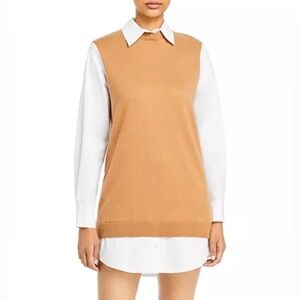 STAUD Tan and White Sweater Dress, XS